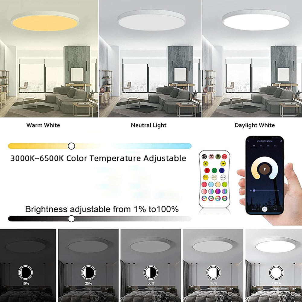Smart WIFI LED Round Ceiling Light RGBCW Dimmable TUYA APP Compatible with Alexa Google Home Bedroom Living Room Ambient Light