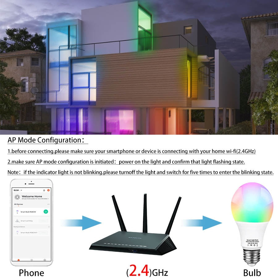 Wifi Smart Led Light Bulb E27 Tuya Smart Bulb Smart Wifi Lamp  Led Bulb RGB CW WW Light 12W 15W 18W Alexa Wifi Bulb For Home