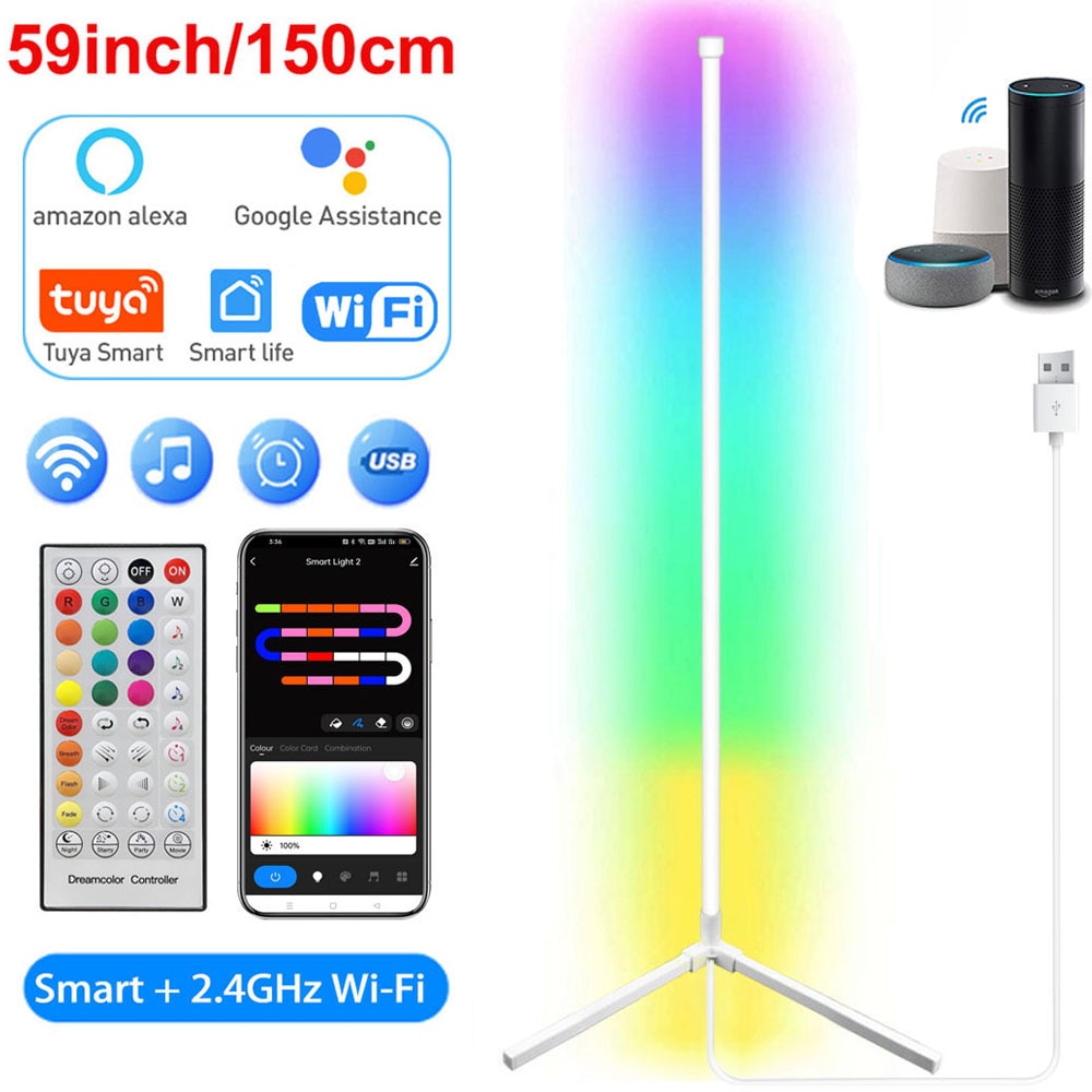 Living Room Corner Floor Lamp 150 Tuya LED Smart RGB Mood Light for Bedroom Nordic Home Decor Table Lamp Interior Stand lighting