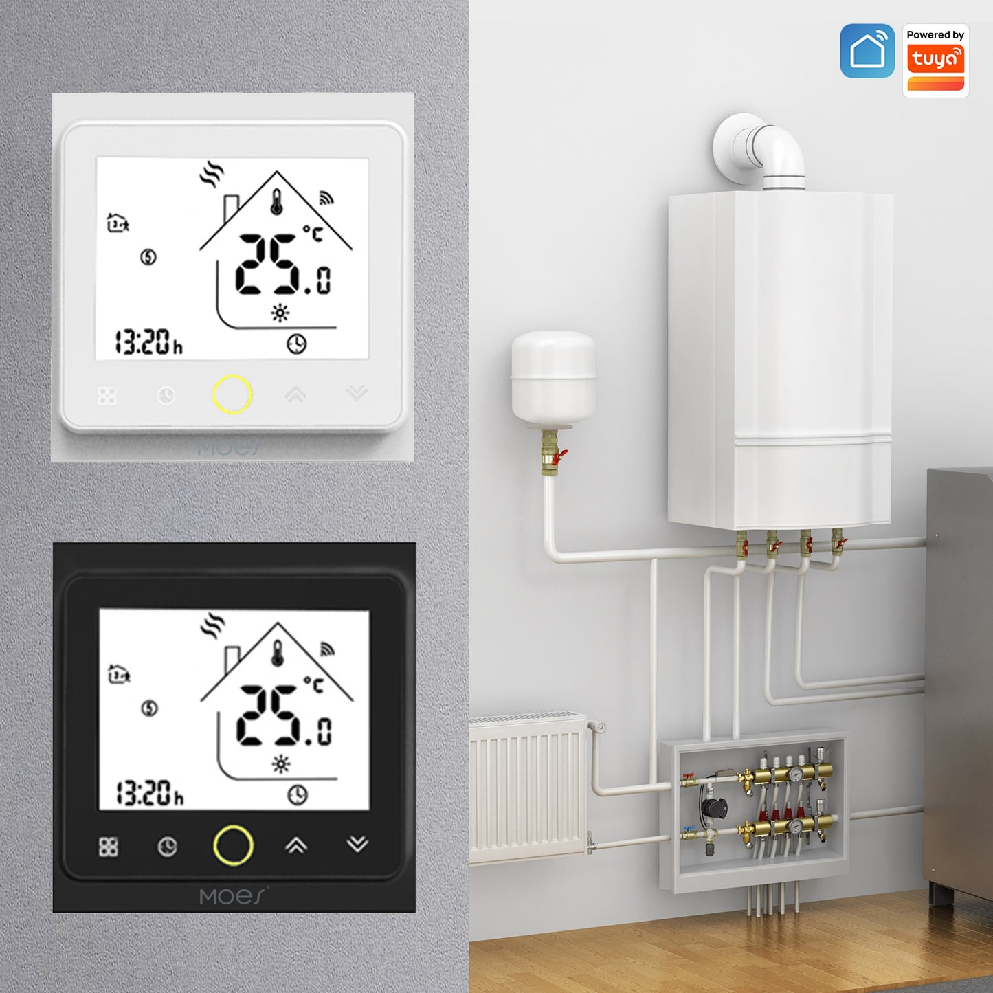 MOES WiFi Water/Electric Floor Heating Thermostat Gas Boiler Temperature Controller Smart Alexa tuya Google Voice zigbee Control