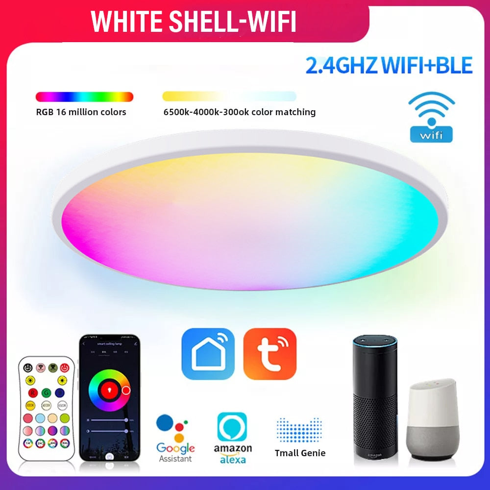 Smart WIFI LED Round Ceiling Light RGBCW Dimmable TUYA APP Compatible with Alexa Google Home Bedroom Living Room Ambient Light