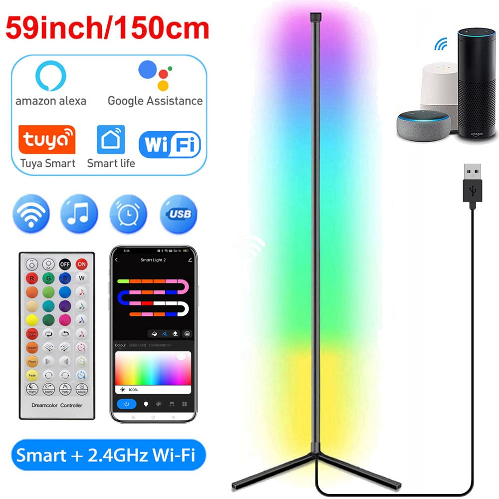 Living Room Corner Floor Lamp 150 Tuya LED Smart RGB Mood Light for Bedroom Nordic Home Decor Table Lamp Interior Stand lighting