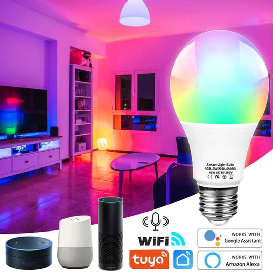 Wifi Smart Led Light Bulb E27 Tuya Smart Bulb Smart Wifi Lamp  Led Bulb RGB CW WW Light 12W 15W 18W Alexa Wifi Bulb For Home